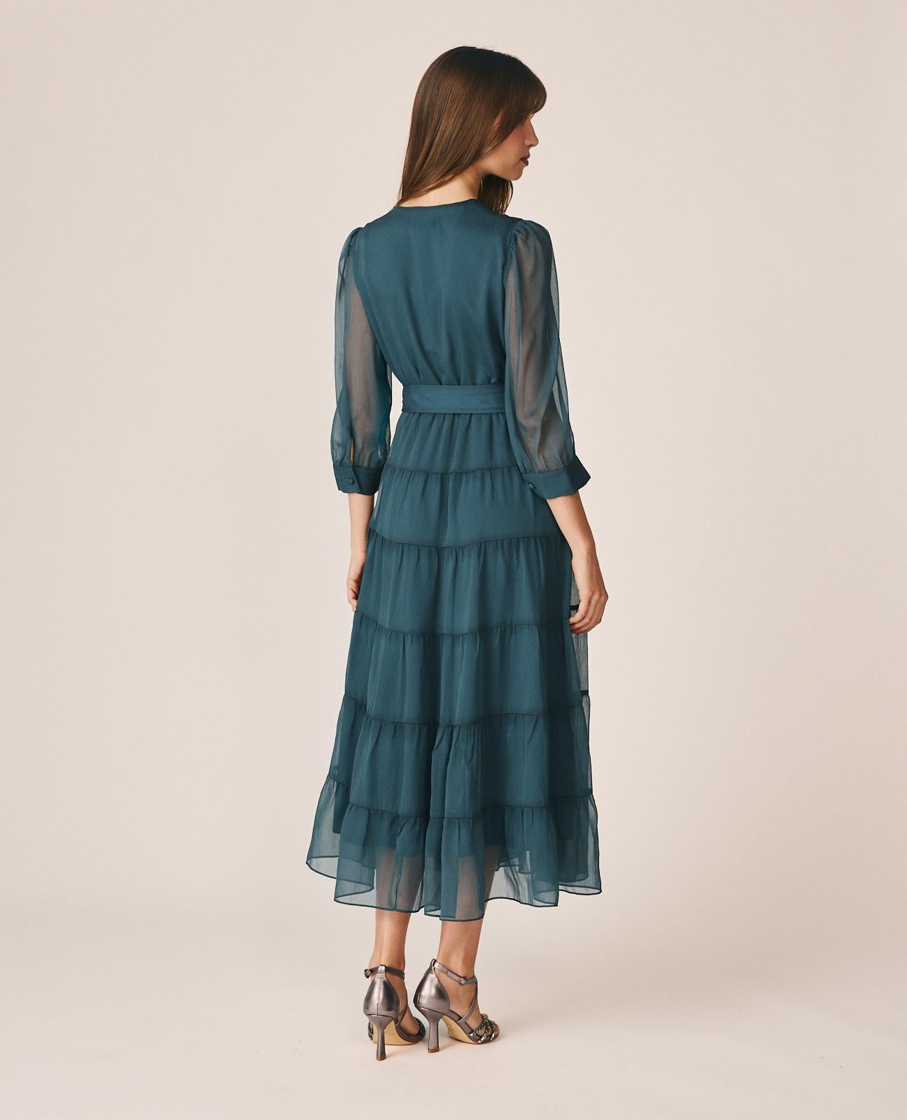 alma-en-pena-midi-kleid-chiffon-wickelausschnitt-petrol image 5
