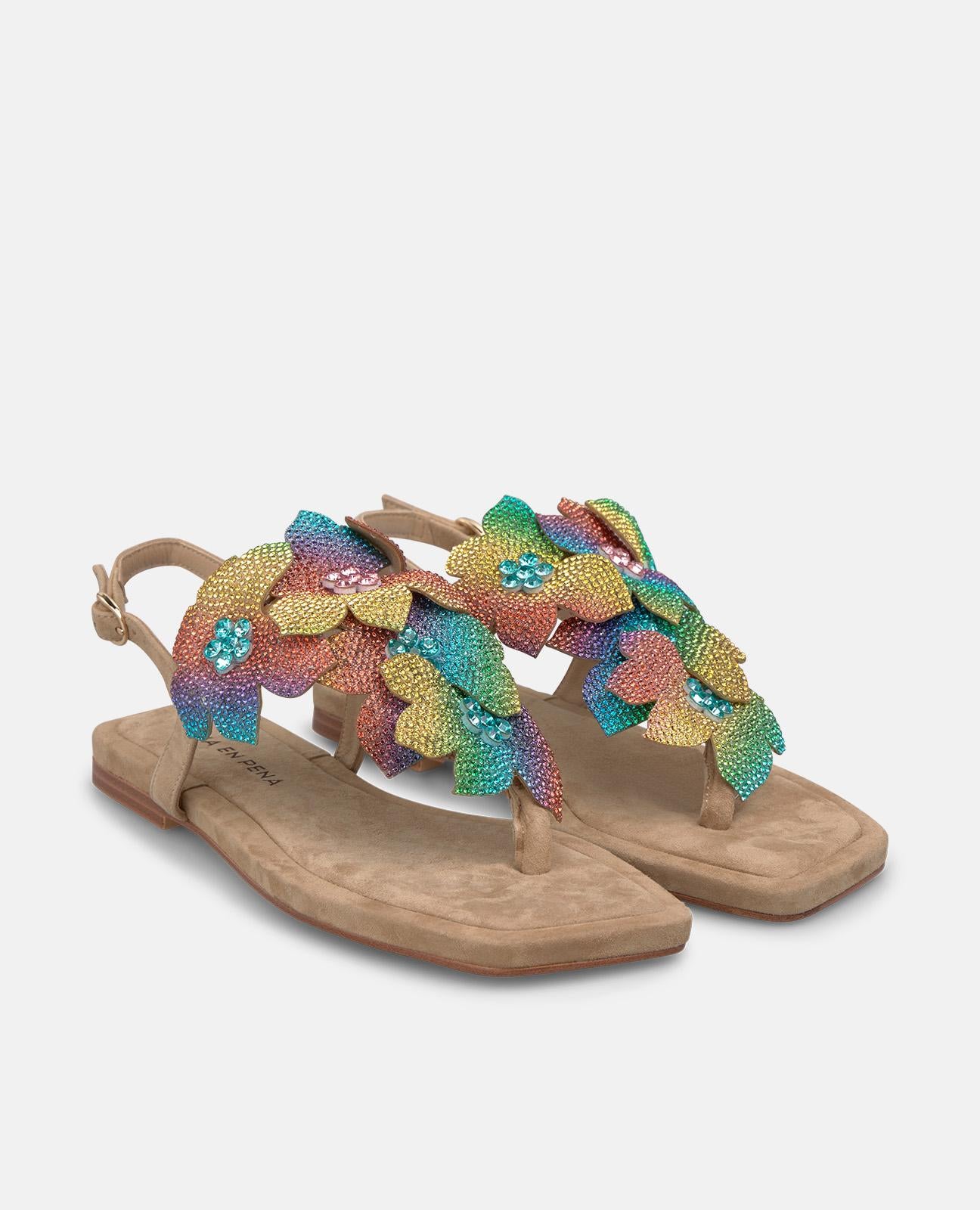 alma-en-pena-flache-sandalen-mit-blumen-riemen-arena-square-toe-2-cm-plateau image 2