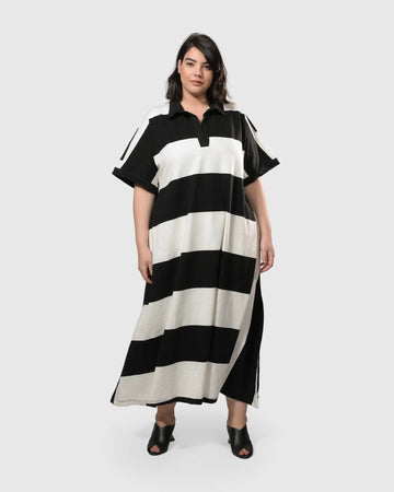 alembika-urban-rugby-stripe-maxikleid-white-black image 7