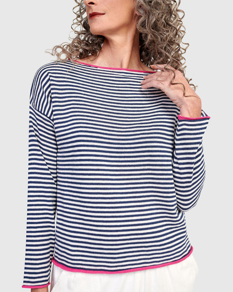 alembika-jolly-sweater-pullover-streifen-navy-wei-pink image 1