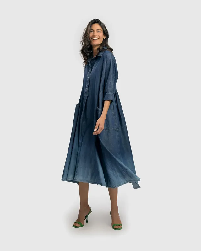 alembika-luz-ombr-trapeze-maxi-dress-denim image 1