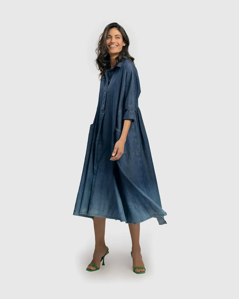 alembika-luz-ombr-trapeze-maxi-dress-denim image 1