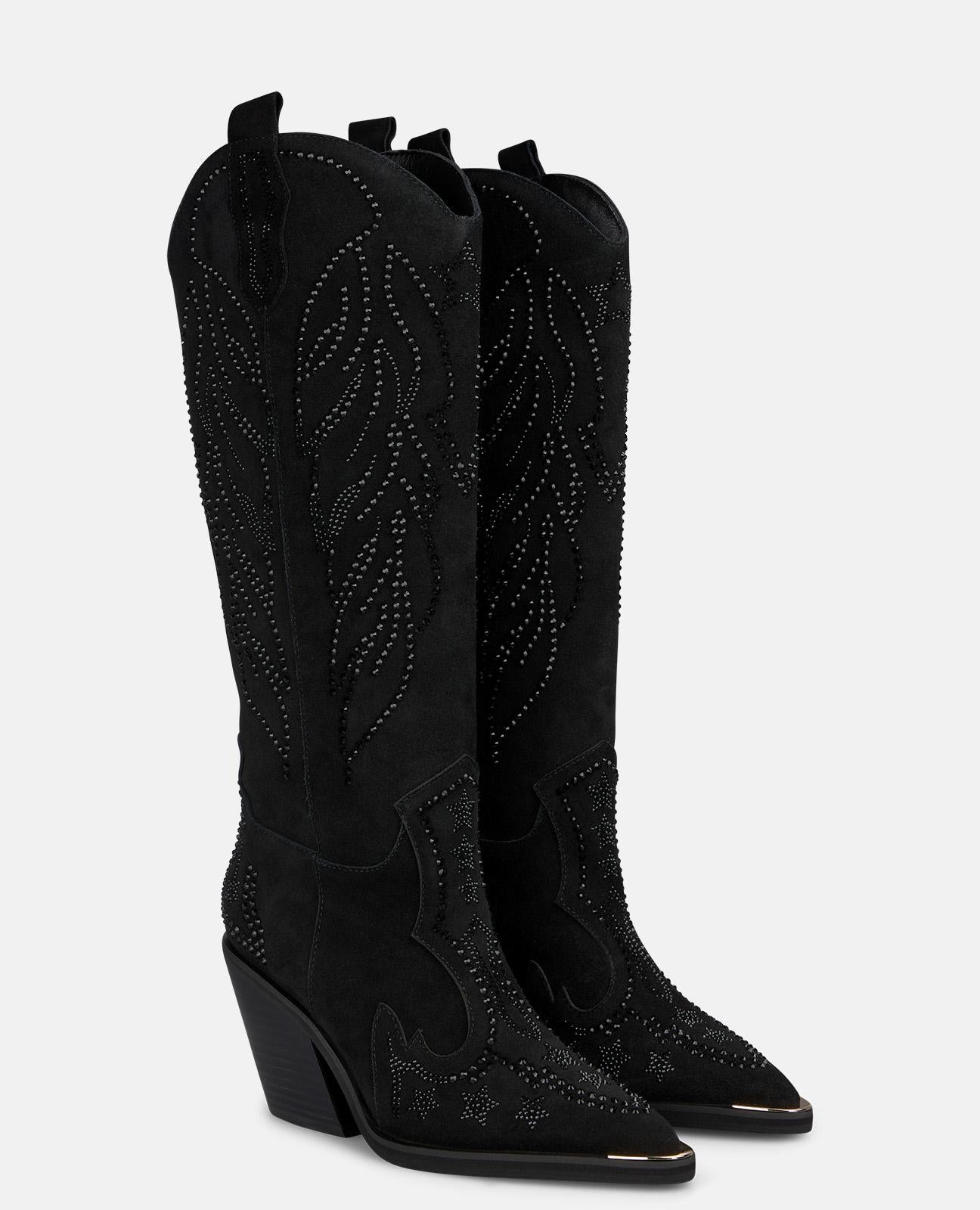 alma-en-pena-cowboy-stiefel-schwarz-velours-8-cm-absatz image 2