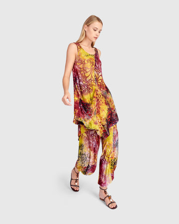 alembika-scattered-tunic-tank-damen-tunika-raspberry-gold image 2