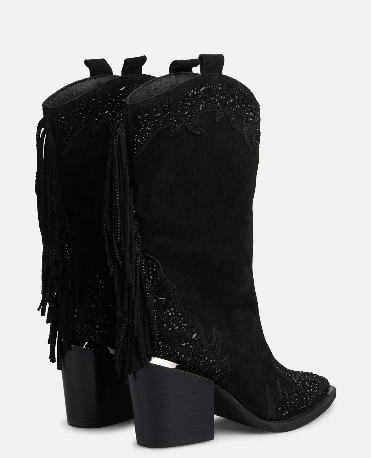 alma-en-pena-fransen-stiefel-mit-absatz-cowboy-halbstiefel-schwarz-8-cm-24-cm-sc image 3
