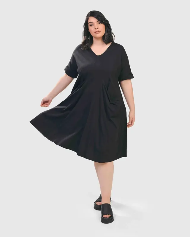 alembika-urban-breeze-kleid-schwarz-a-linie-baumwollkleid image 1