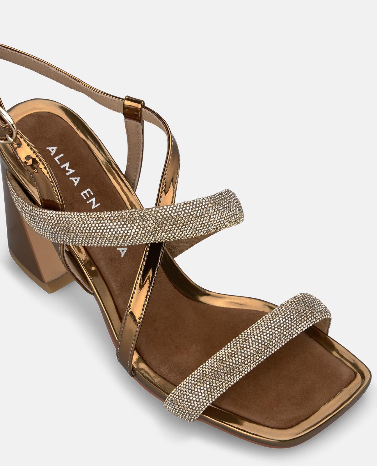 alma-en-pena-metallic-heeled-sandals-blockabsatz-9-8-cm-bronze image 4