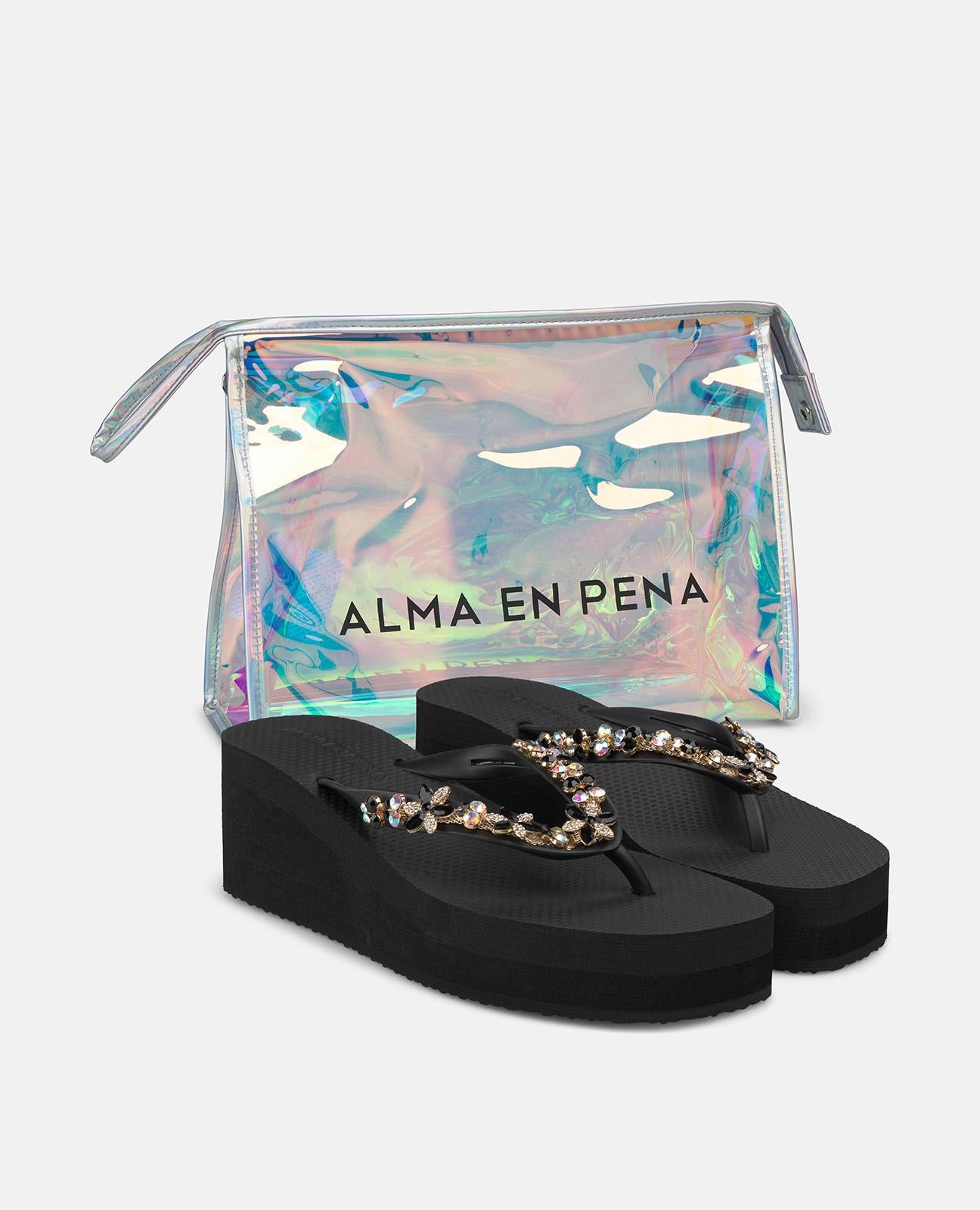 alma-en-pena-zehentrenner-mit-blumen-strass-schwarz-4-5-cm image 8