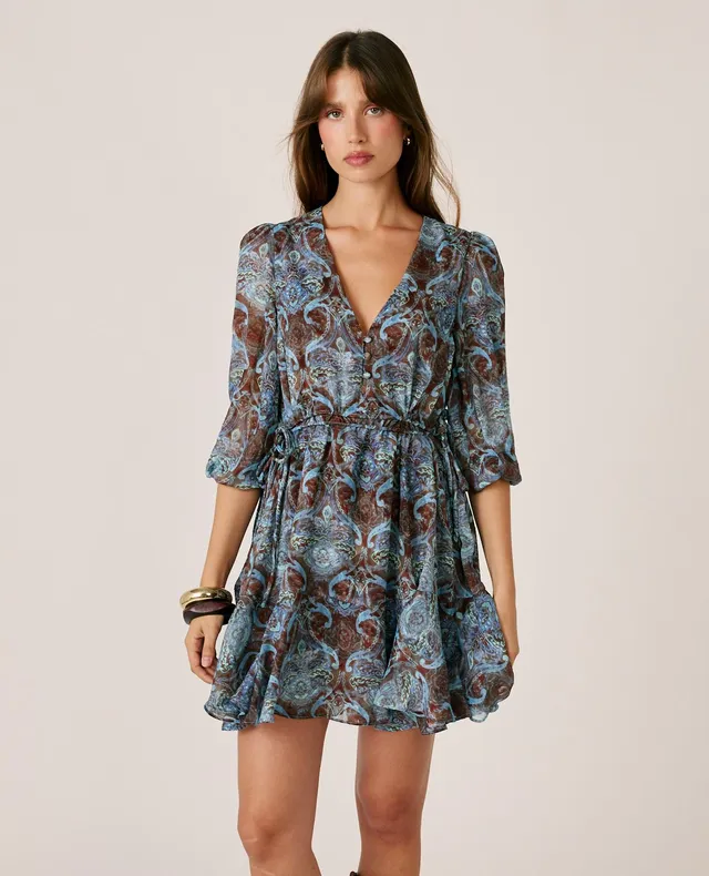 alma-en-pena-arabesque-mini-dress-chiffon-minikleid-in-braun image 1