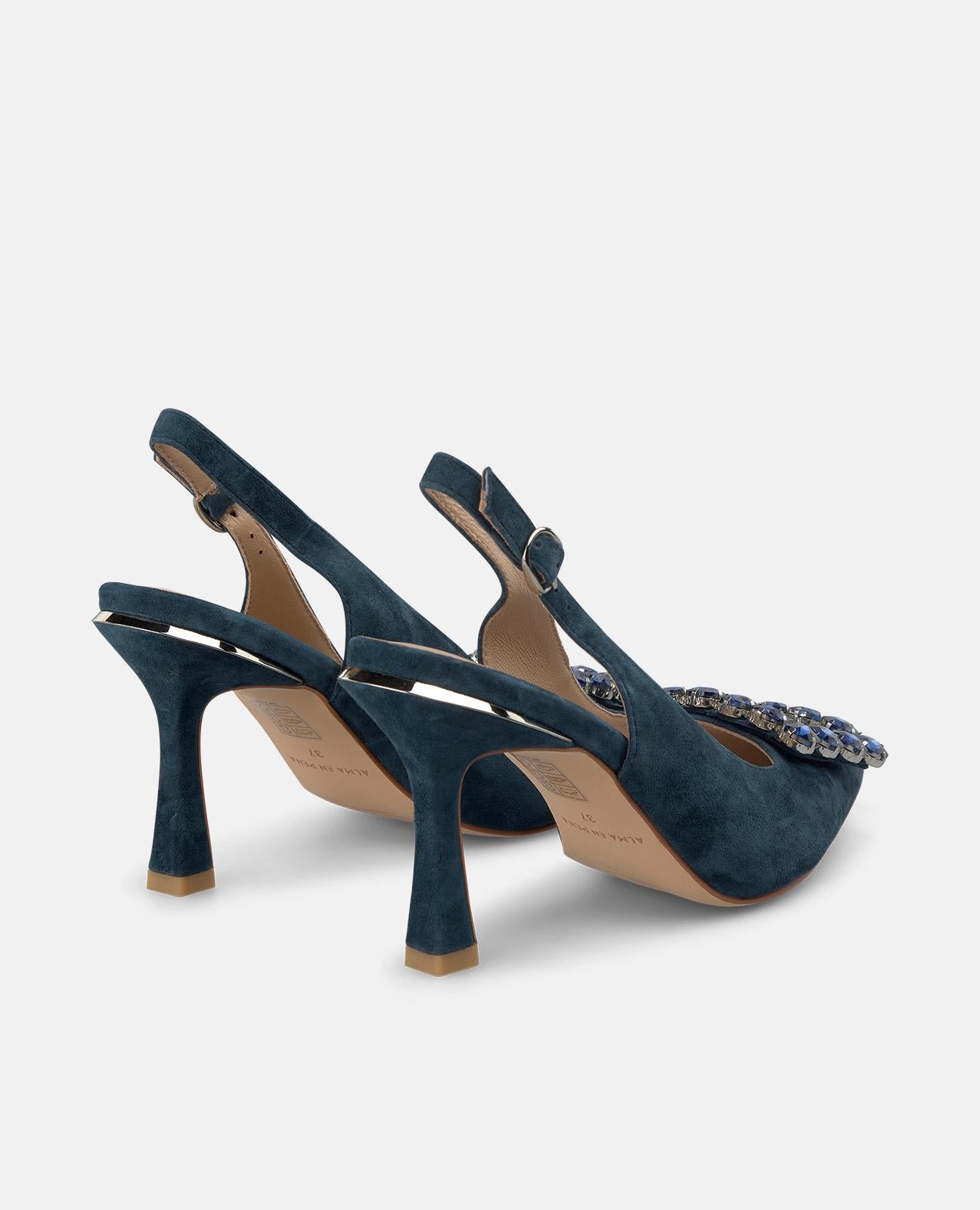 alma-en-pena-slingpumps-mit-strass-schnalle-9-cm-absatz-blau image 3