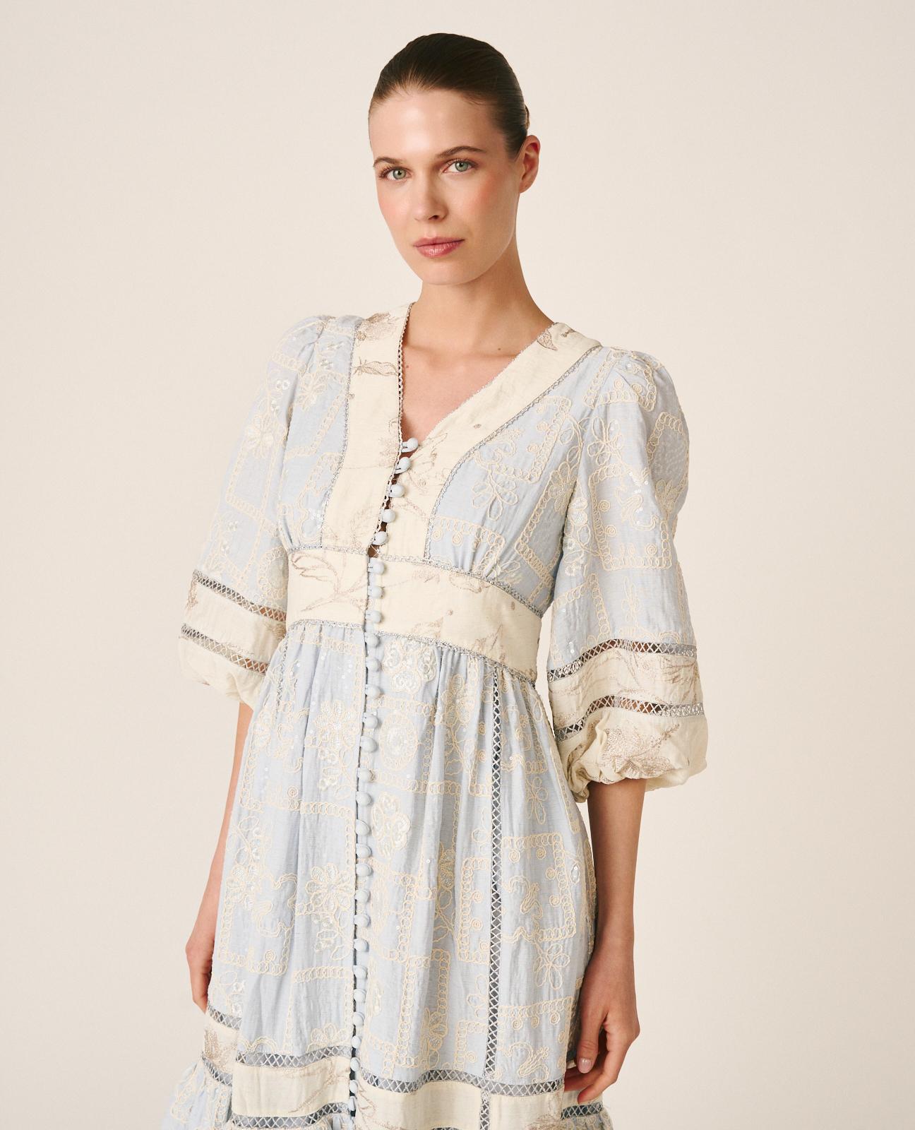 alma-en-pena-geometric-midi-kleid-blau image 2