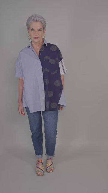 alembika-tao-trapeze-bluse-navy-mit-knopfleiste image 3