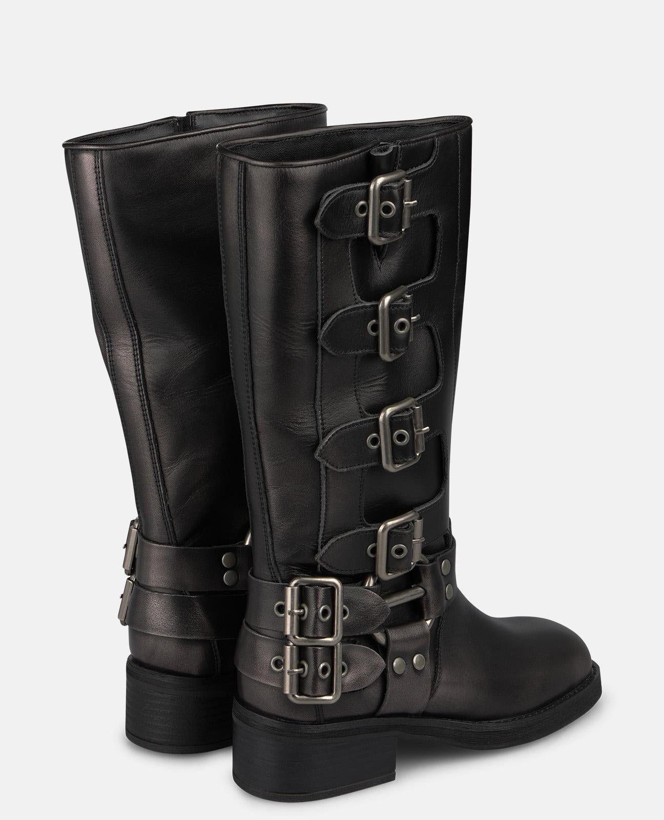 alma-en-pena-63932-leder-stiefel-mit-schnallen-silber-grau-4-5-cm-blockabsatz image 3