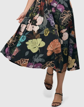 alembika-bali-trapeze-dress-leaves-multi-damen-a-linien-kleid-midi image 5