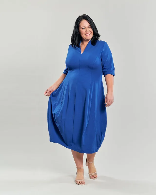 alembika-carla-cocoon-midi-dress-cobalt-damen-cocoon-kleid image 1