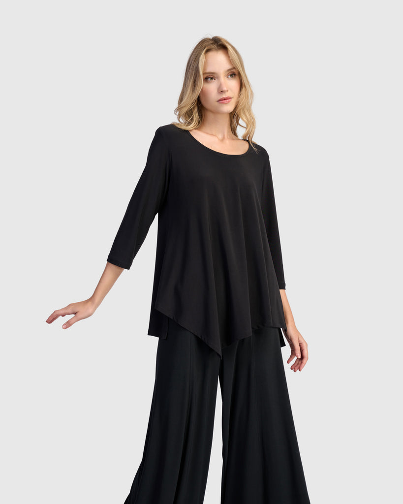 alembika-essential-slinky-point-hem-top-damen-top-schwarz image 1