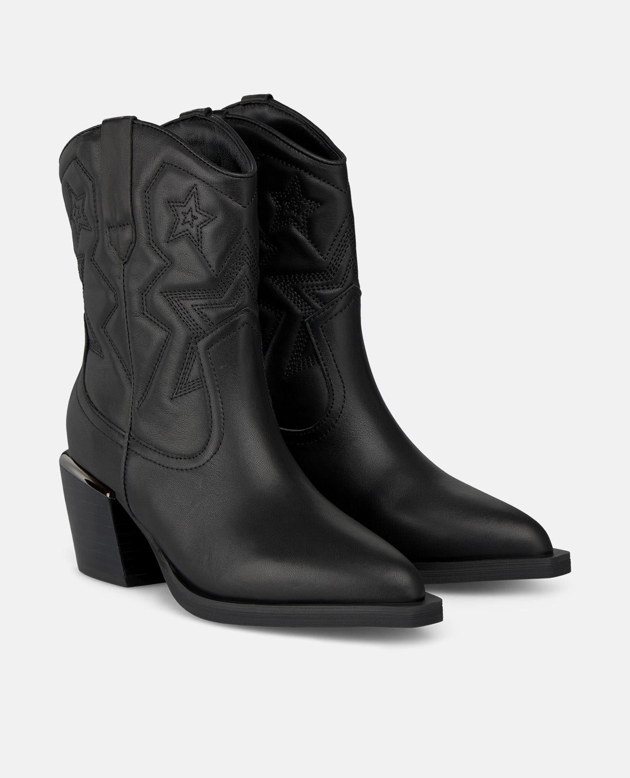 alma-en-pena-stiefelette-schwarz-7-cm-mit-stickabsatz-cowboy image 2