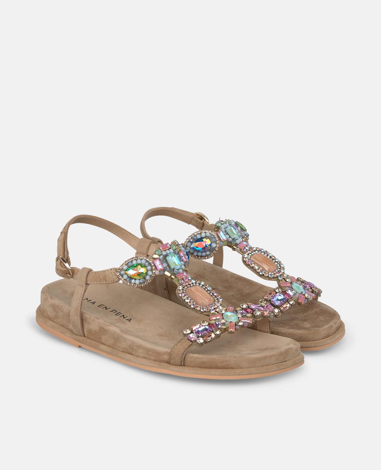 alma-en-pena-schmuck-sandale-flache-t-riemen-sandale-arena image 2