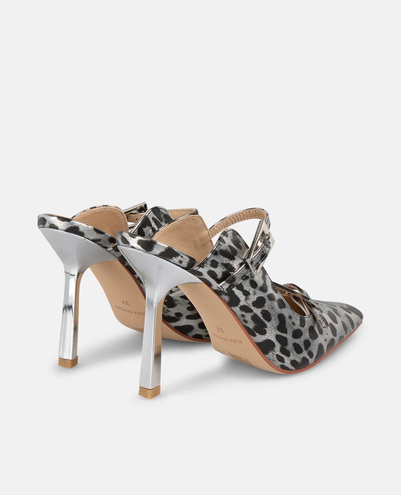 alma-en-pena-slingback-pumps-mit-doppelschnalle-10-cm-absatz-silber image 3