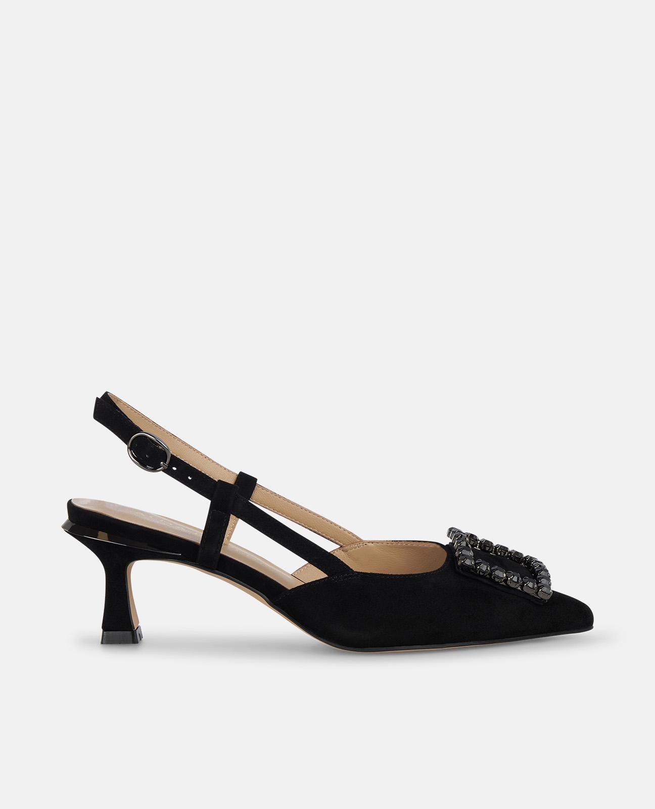 alma-en-pena-pumps-schwarz-mit-strass-und-schnalle-6-cm image 1