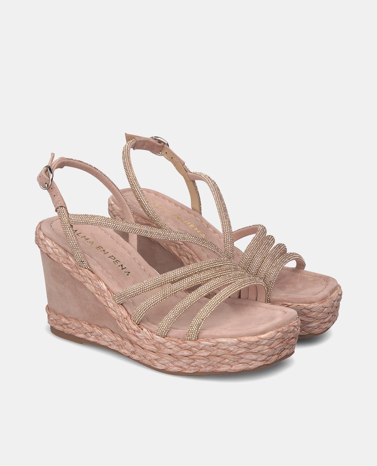 alma-en-pena-wedge-strips-with-rhinestones-keilsandale-rosa-9-5-cm image 2