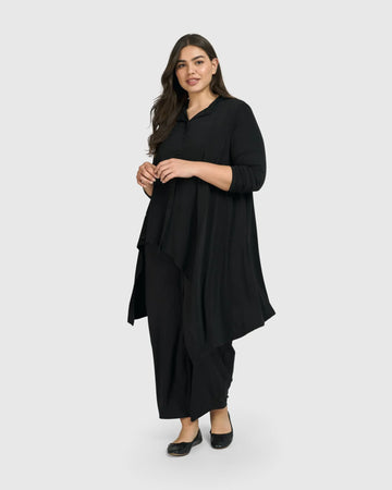 alembika-essential-hi-lo-button-down-top-schwarz image 6