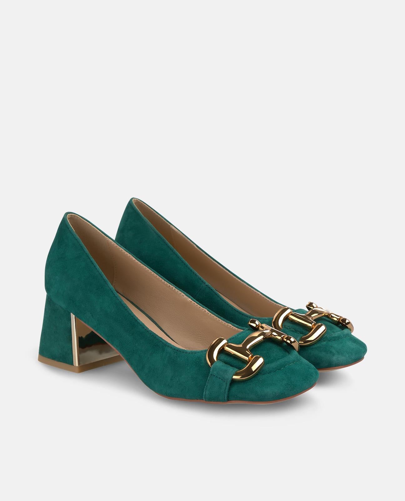 alma-en-pena-pumps-mit-metall-steigb-gel-gr-n-square-toe-6-cm-absatz image 2