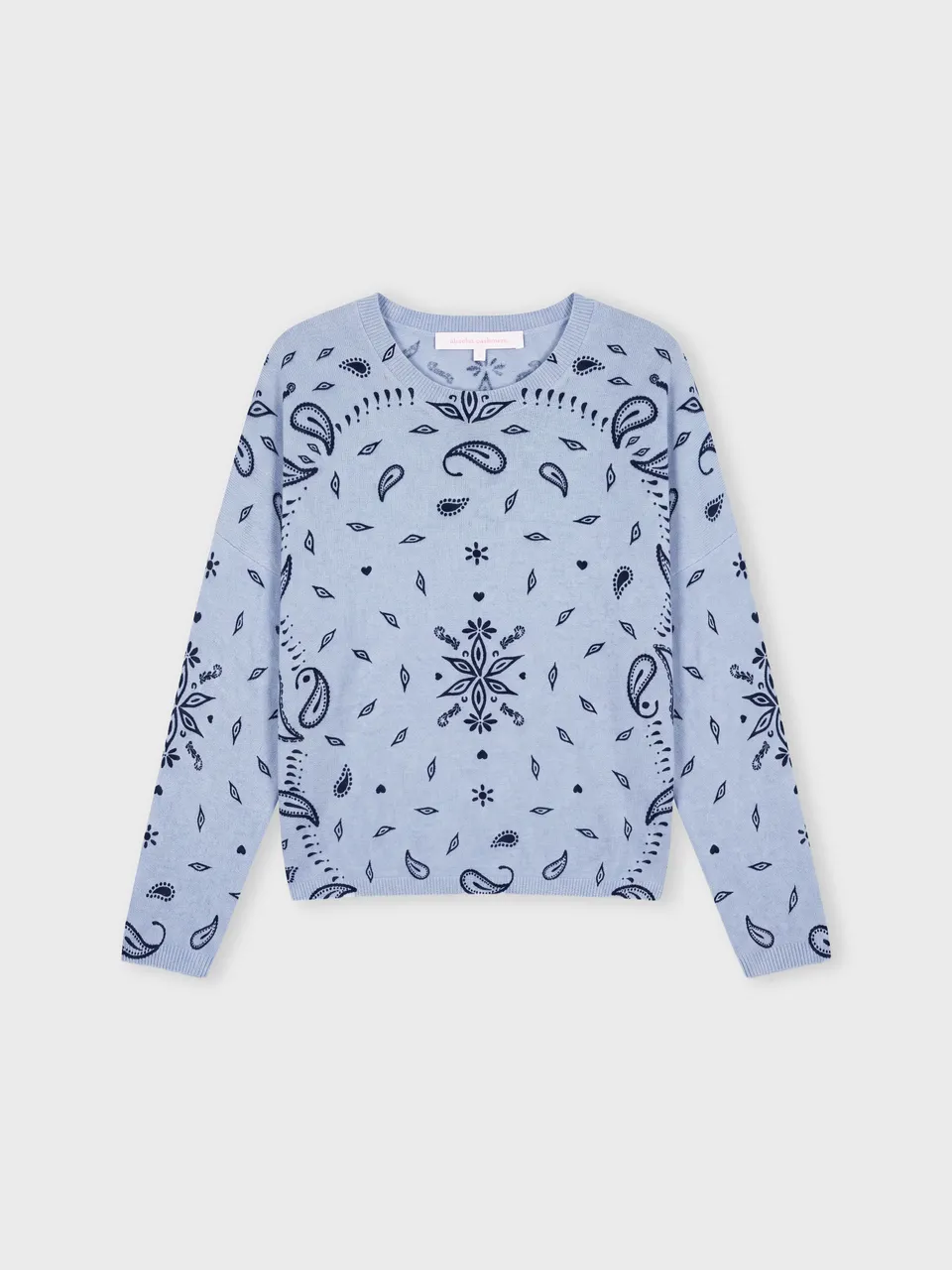 absolut-ariane-print-pullover-damen-100-kaschmir-bandana-druck-himmelblau image 1