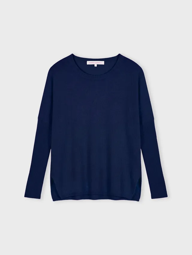 absolut-astrid-damen-kaschmir-poncho-pullover-rundhals-navy image 1