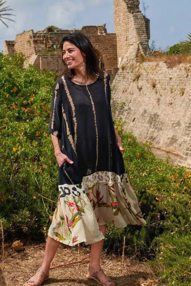 alembika-cora-drop-hem-kleid-multi-taschen image 1