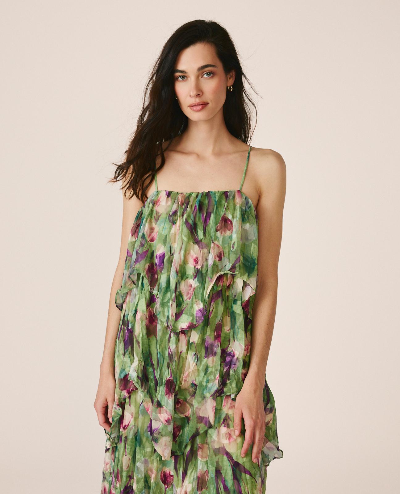 alma-en-pena-floral-chiffon-dress-midi-kleid-mit-r-schen-gr-n image 5