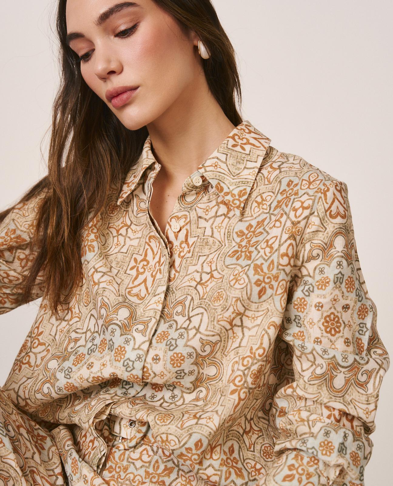 alma-en-pena-mosaic-print-shirt-viskose-braun image 6