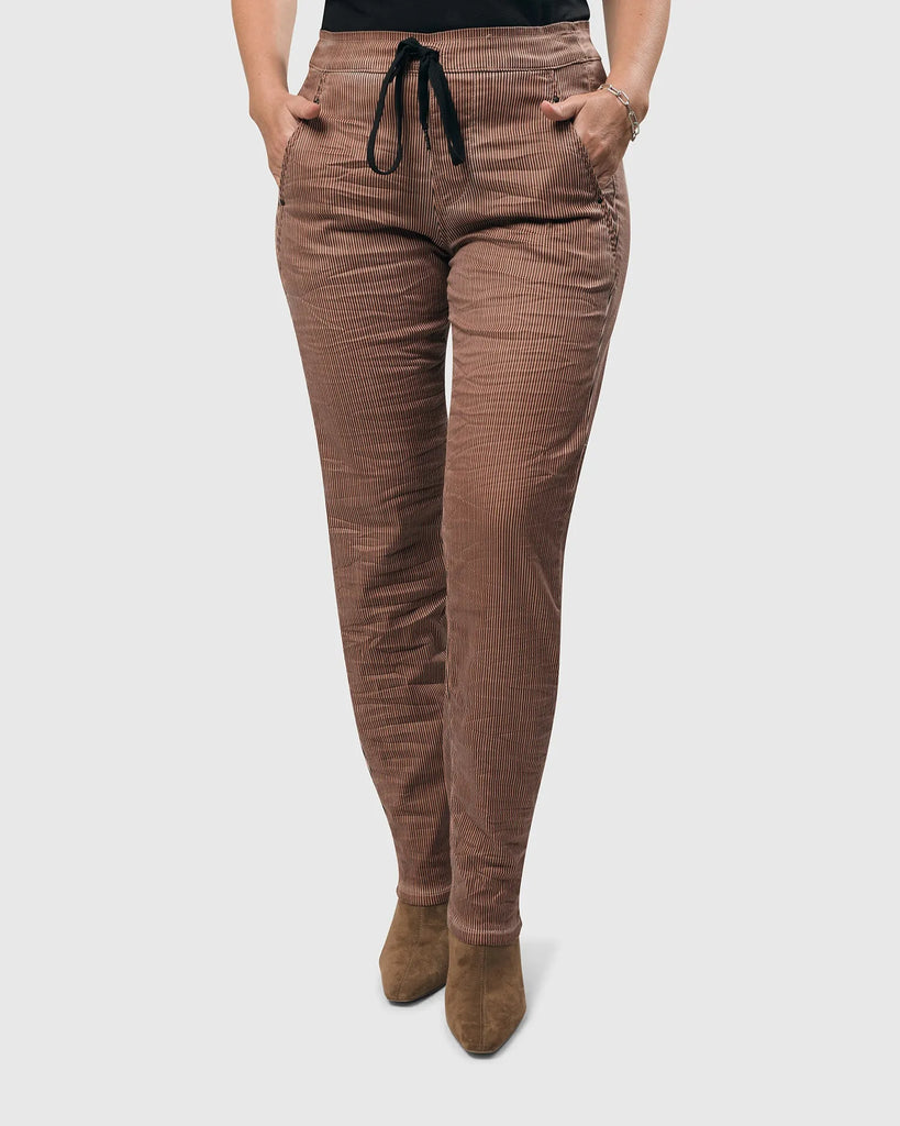 alembika-pinstripe-iconic-stretch-jeans-coral-relaxed-taper image 1