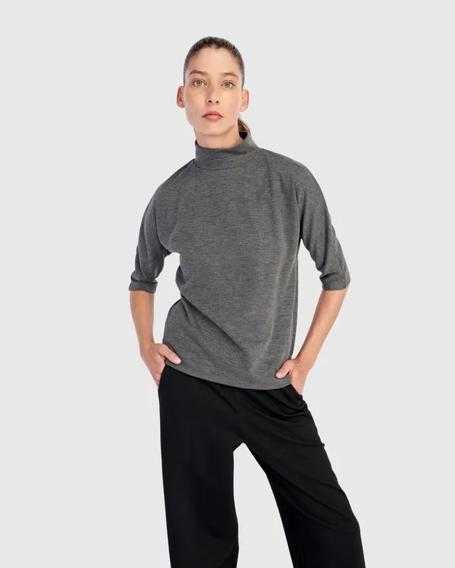 alembika-essential-heavyweight-mockneck-tee-tunik-shirt-grey image 1