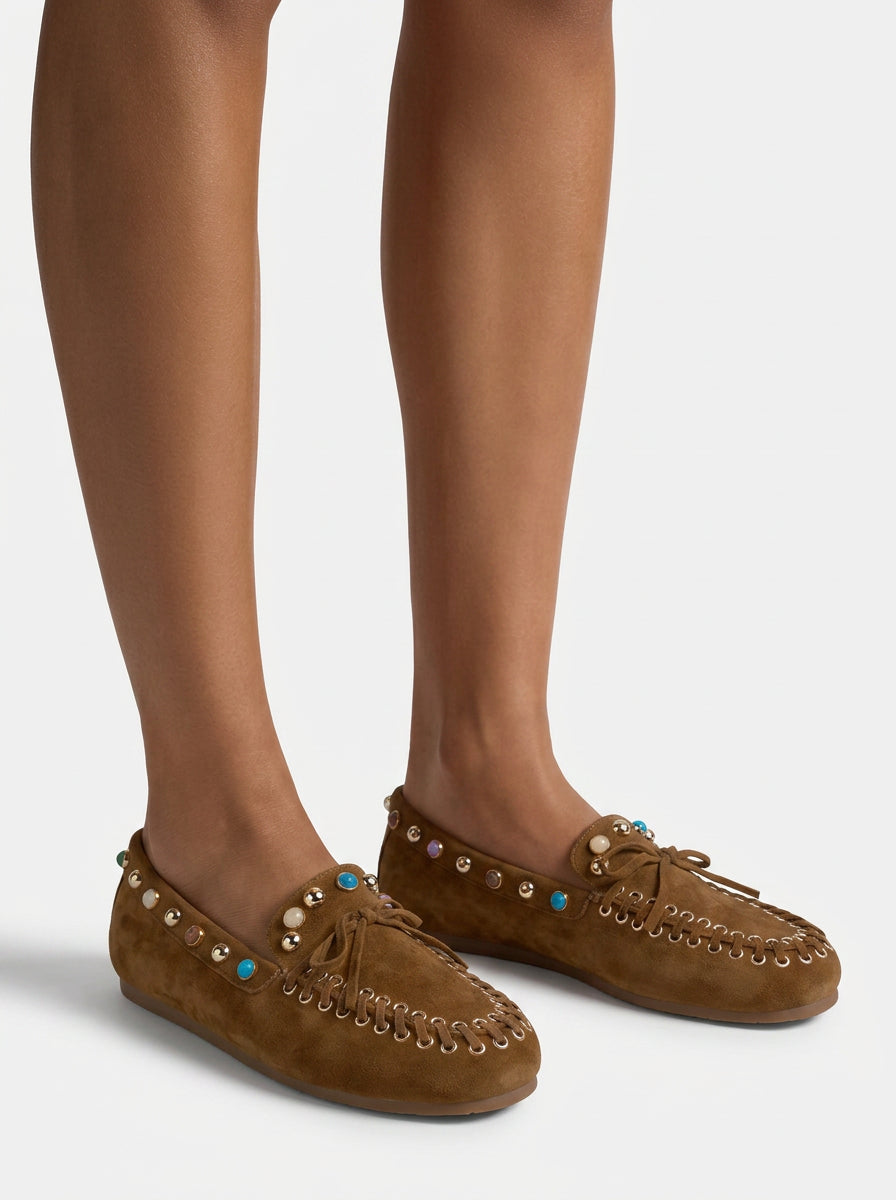 alma-en-pena-loafer-aus-veloursleder-mit-perlen-camel image 6
