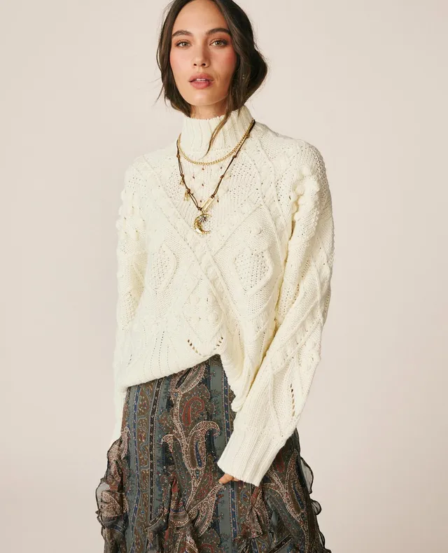 alma-en-pena-zopfstrick-pullover-creme-puff-rmel-rundhals image 1
