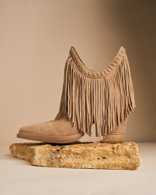 alma-en-pena-suede-ankle-boots-mit-fransen-vison-8-5-cm image 1