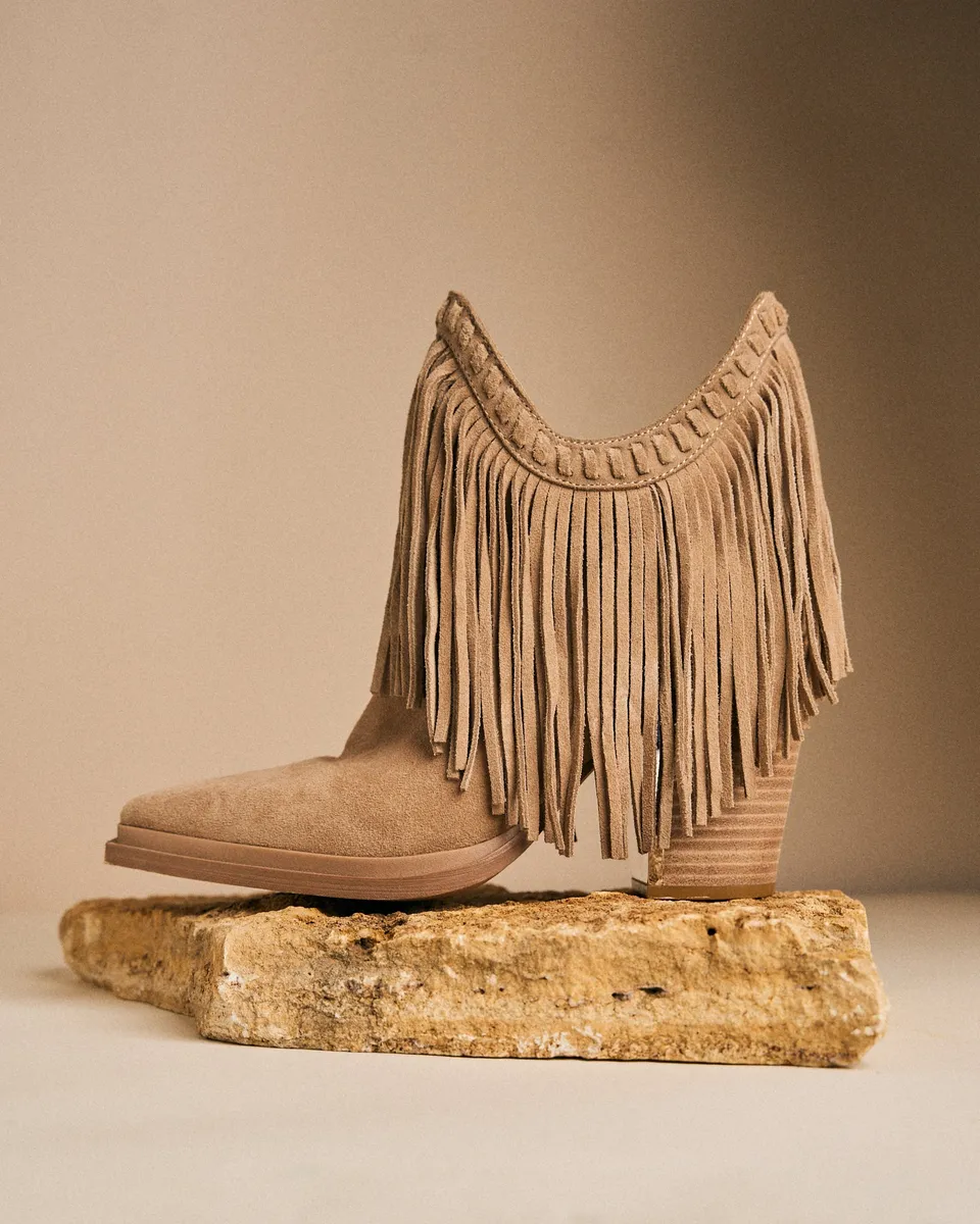 alma-en-pena-suede-ankle-boots-mit-fransen-vison-8-5-cm image 1