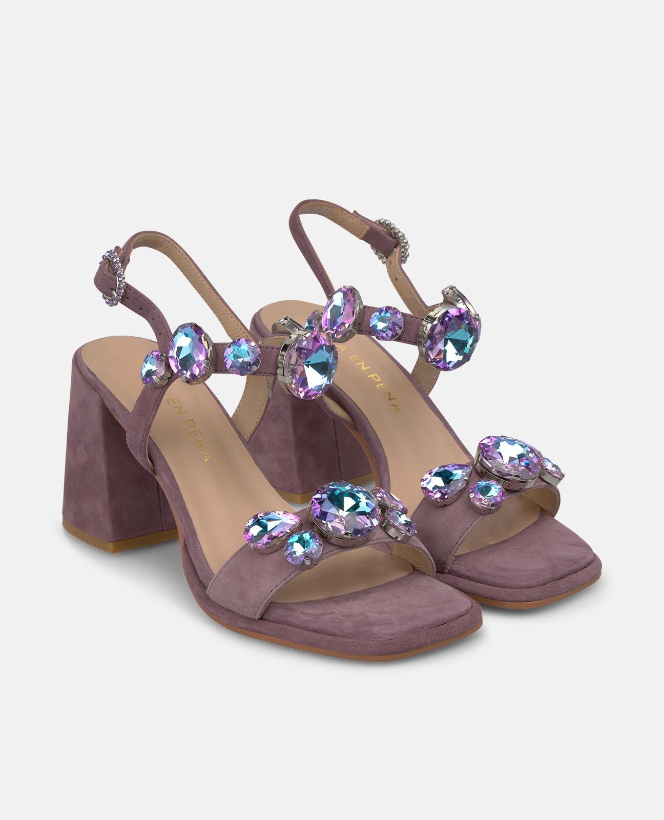 alma-en-pena-alfa-62646-sandaletten-mit-strass-lavendel-9-cm-blockabsatz image 2