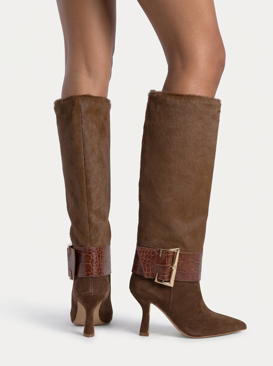 alma-en-pena-lederstiefel-camel-hoher-stiefel-mit-8-5-cm-trichterabsatz image 5