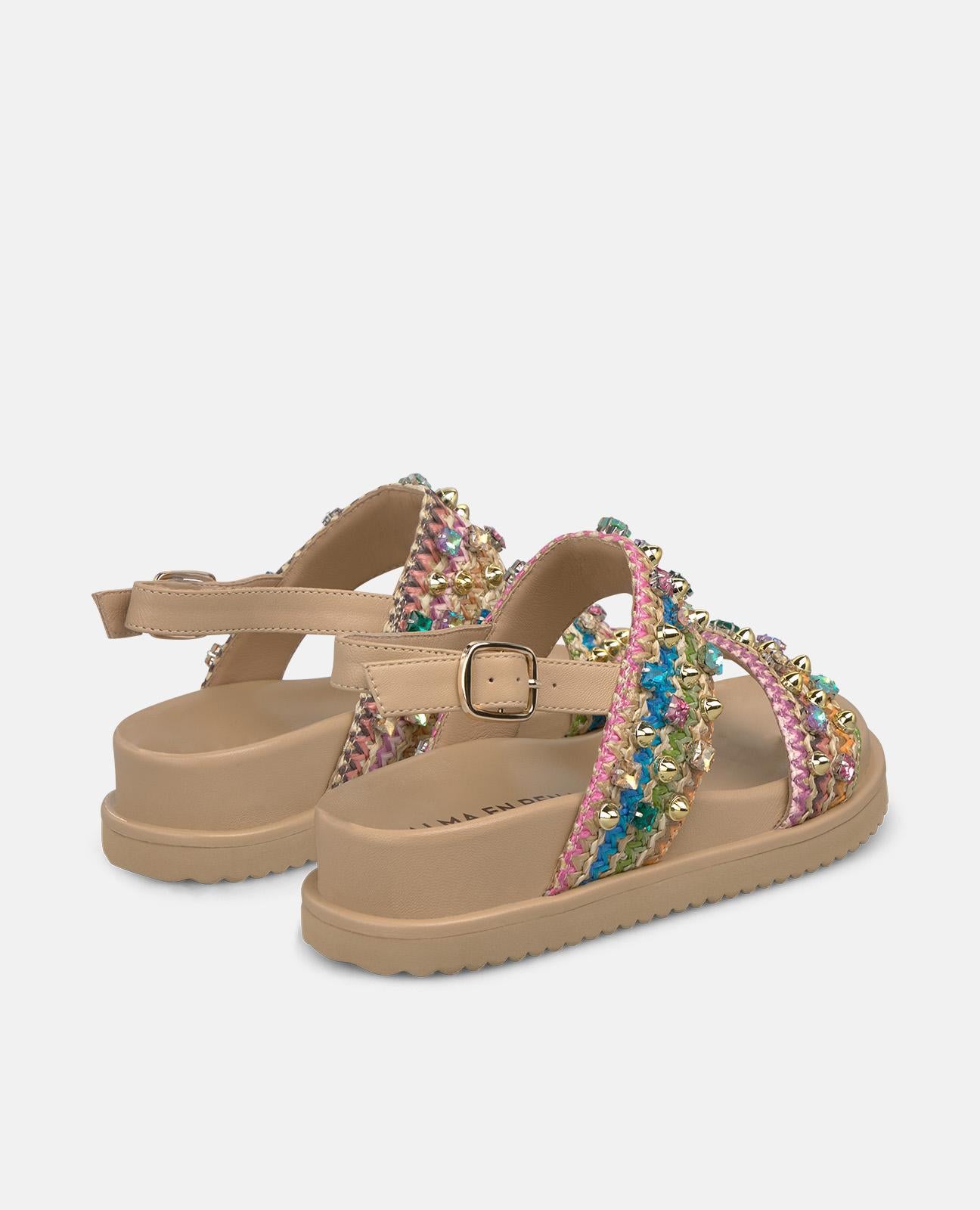 alma-en-pena-bast-plateau-sandale-multicolor-perlen-kn-chelriemen-3-cm image 3