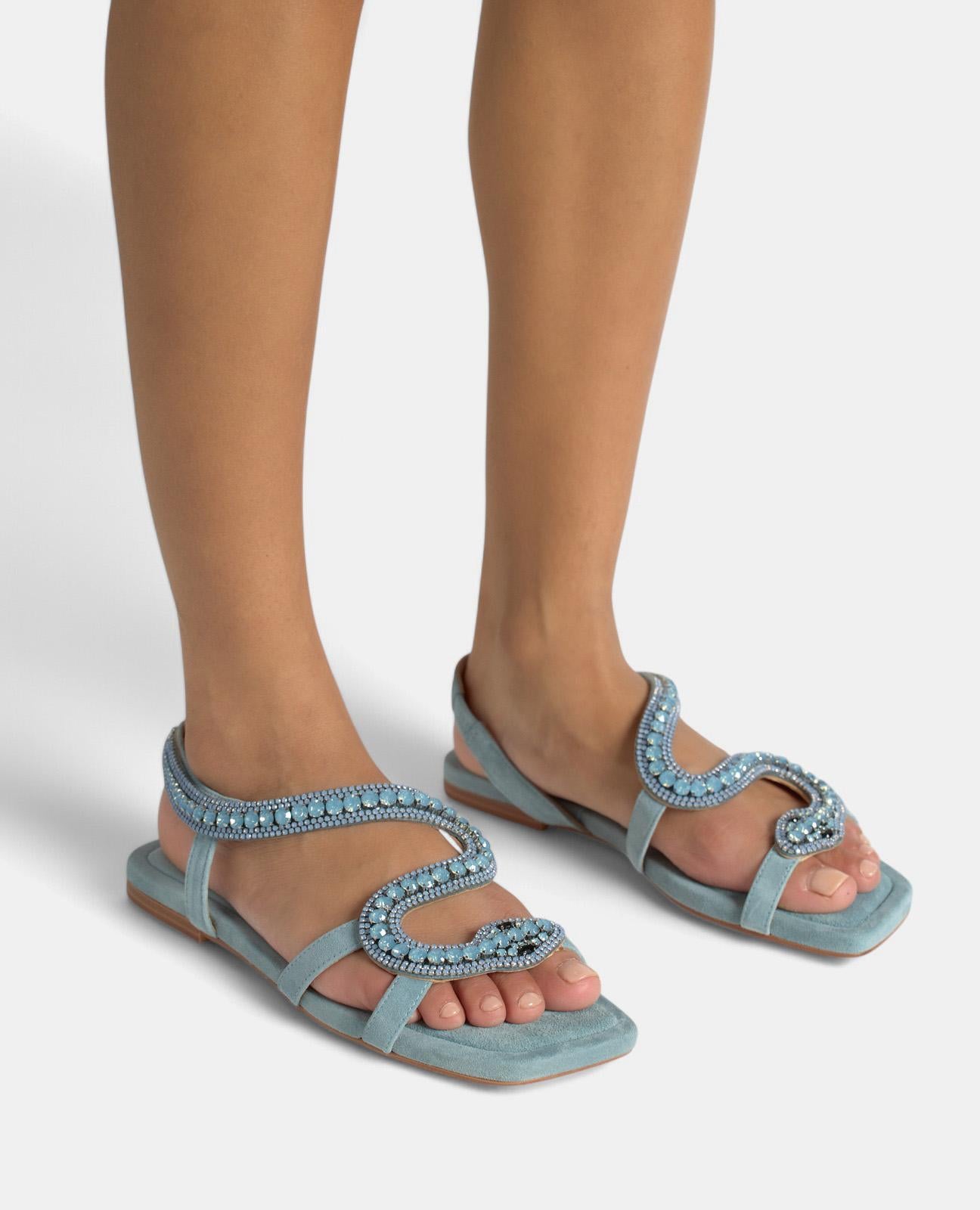 alma-en-pena-snake-sandal-flache-sandale-blau-1-cm image 4