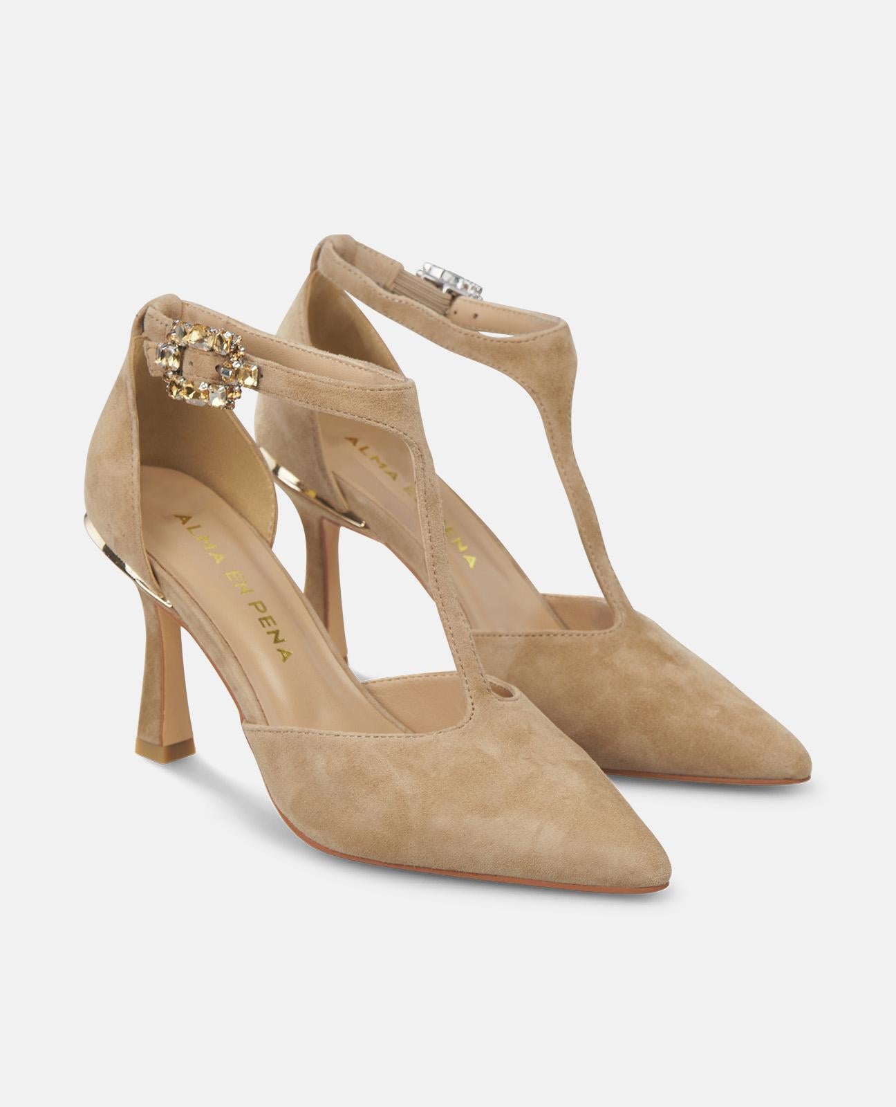 alma-en-pena-high-heel-pumps-mit-schmuckschnalle-camel-9-cm-absatz image 2