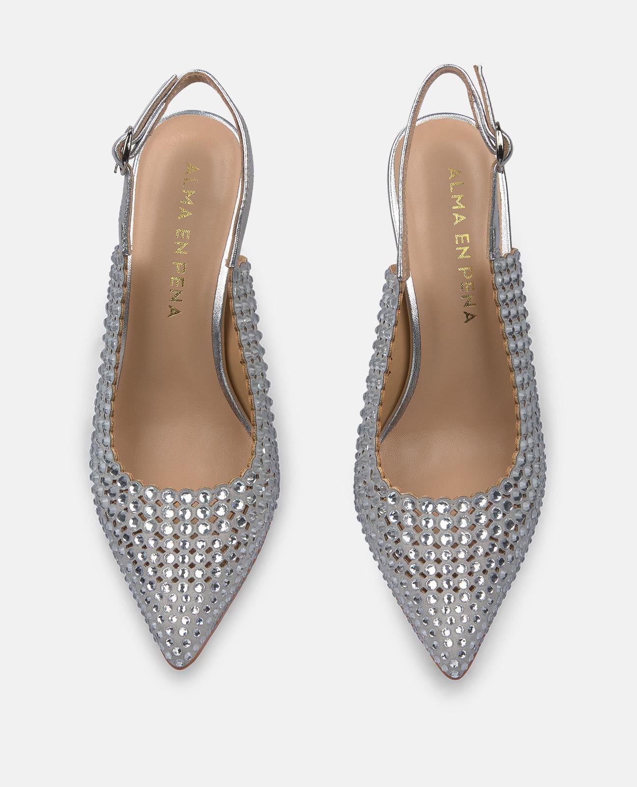 alma-en-pena-high-heel-stiletto-silber-mit-strassriemen-9-cm image 4