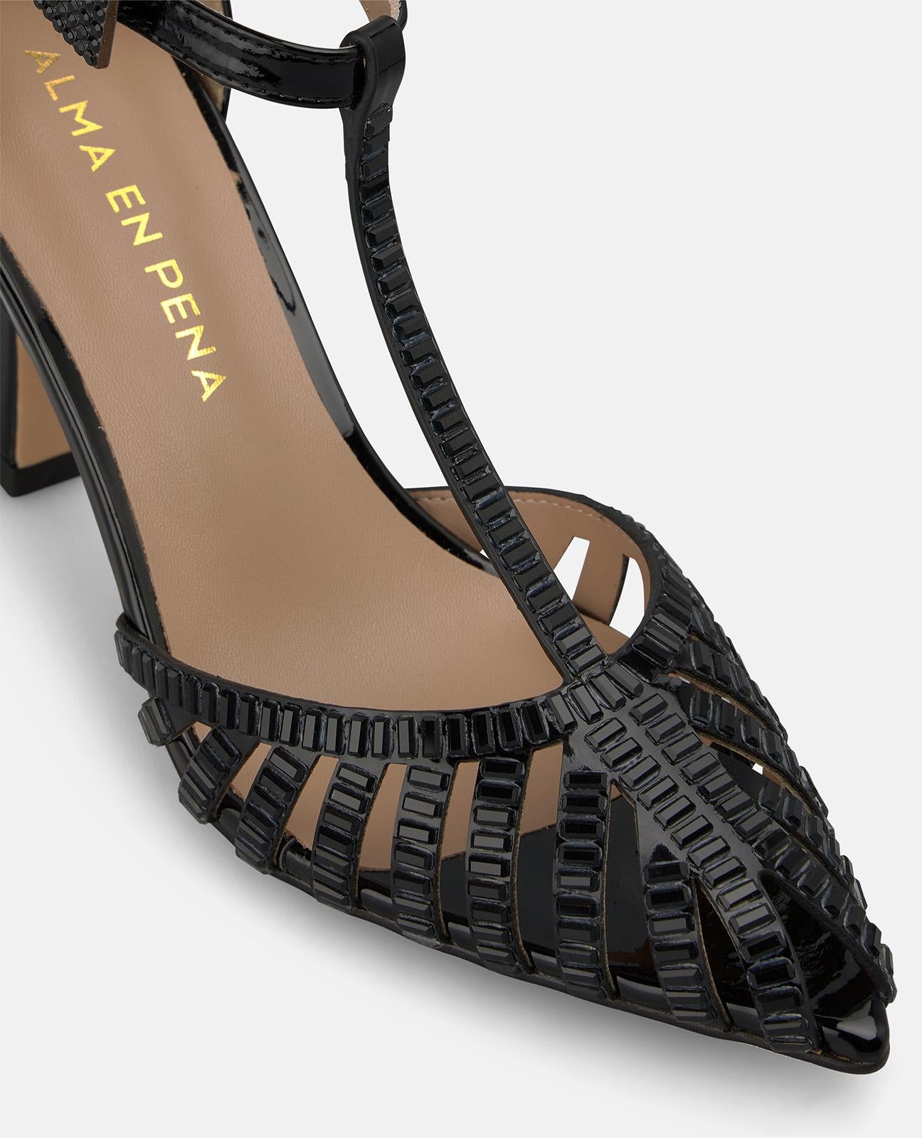 alma-en-pena-schwarze-mirror-abendpumps-mit-riemen-8-cm-absatz image 4
