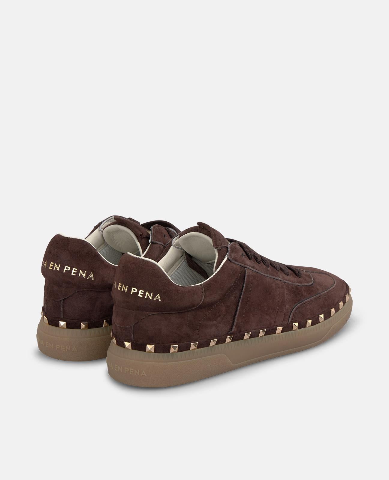 alma-en-pena-sneaker-mit-metallic-nieten-braune-fell-sneaker image 3