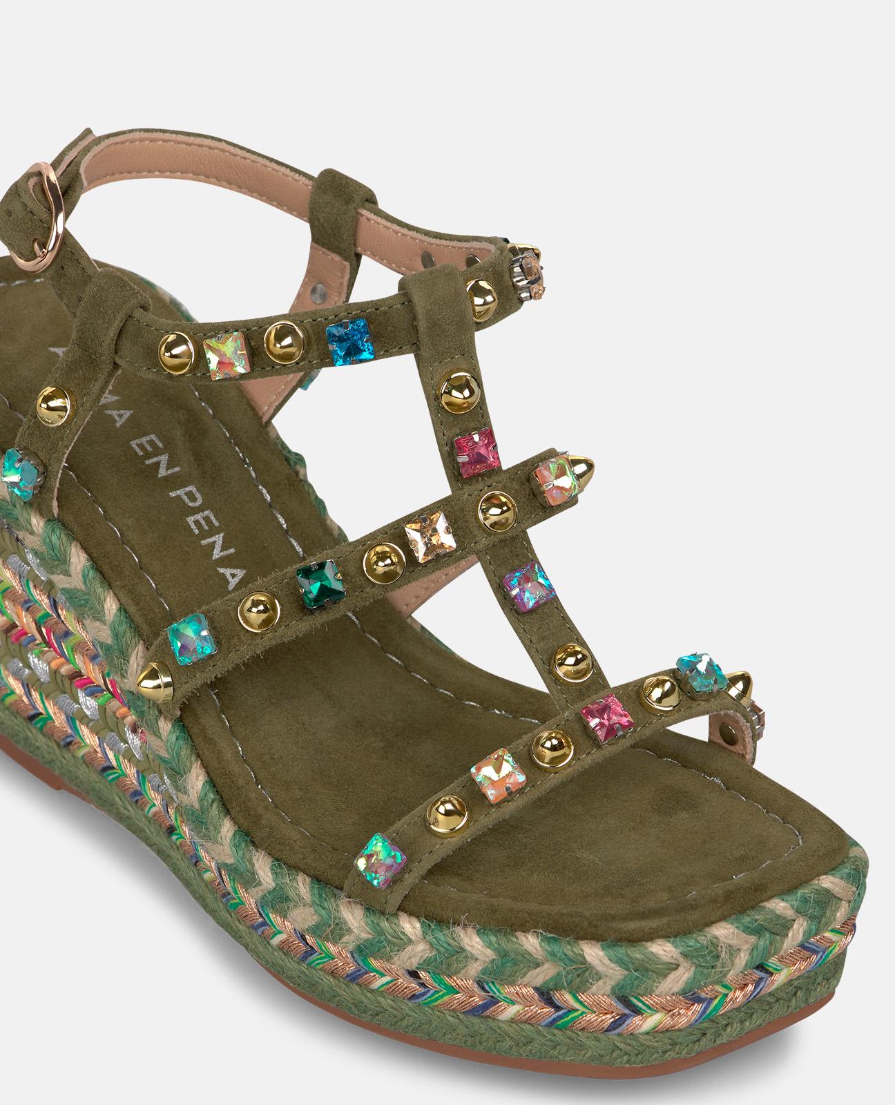 alma-en-pena-esparto-keilsandalen-mit-nieten-keil-9-5-cm-in-khaki image 5