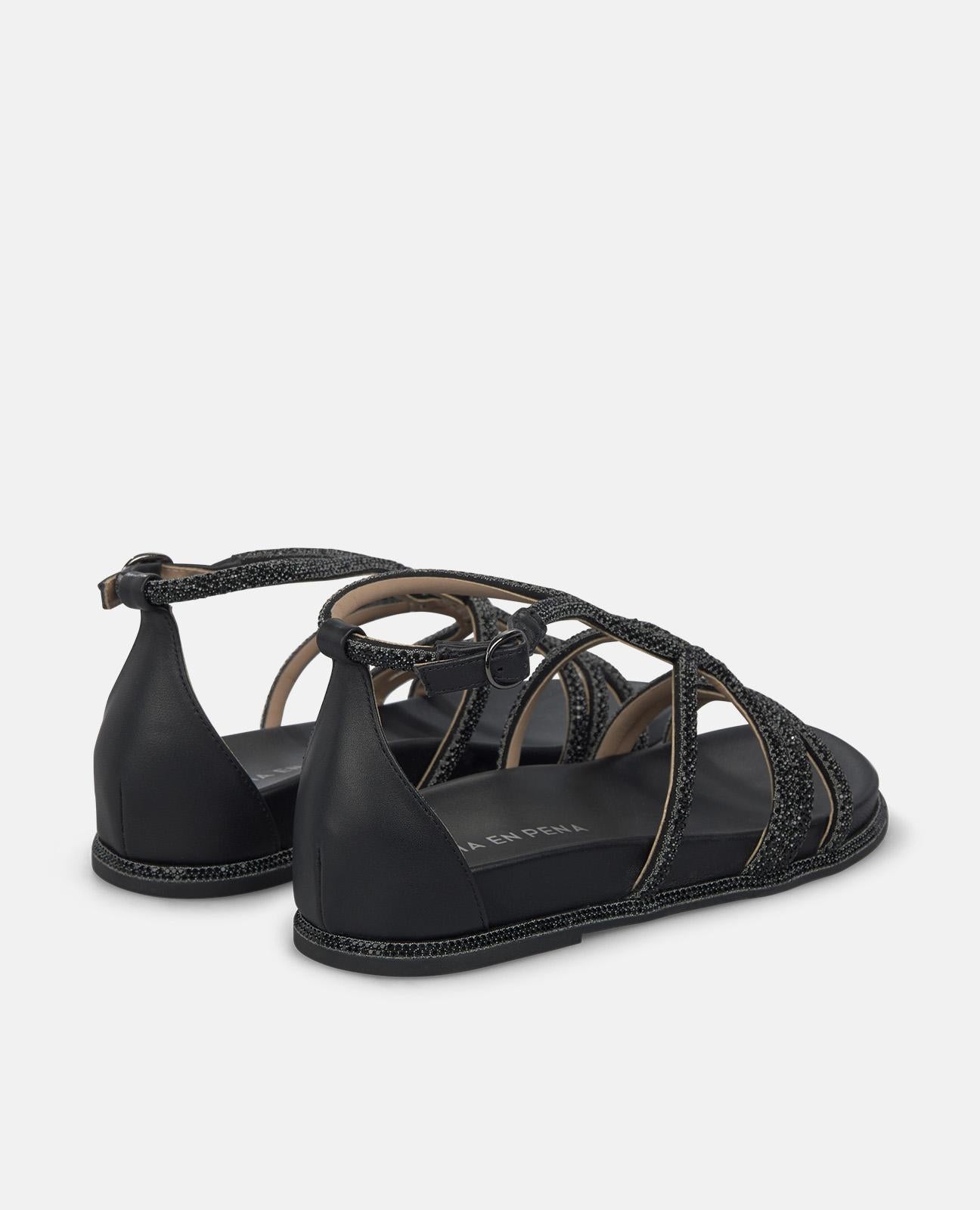 alma-en-pena-flat-sandale-schwarz-schimmer-2-5-cm image 3