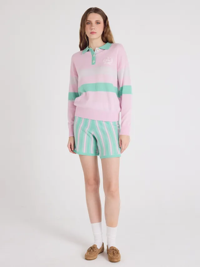 absolut-tyra-shorts-aus-kaschmir-mit-streifen-blossom image 1