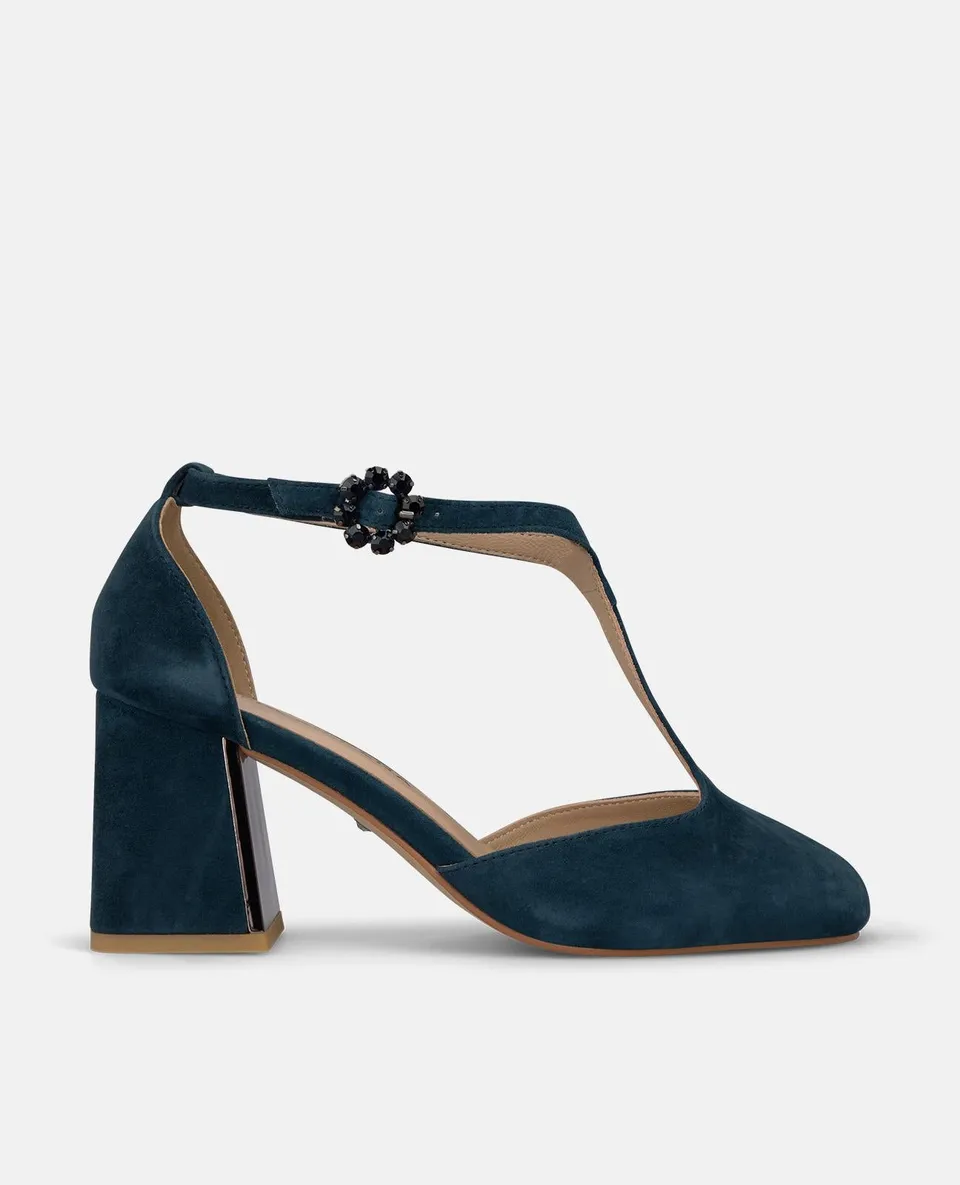 alma-en-pena-suede-lodge-pumps-blau-7-cm-blockabsatz image 1
